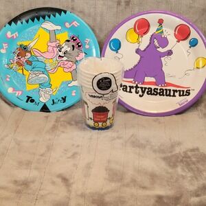 Vintage Amscan Kids Party Plates Cups 80s 90s Tom & Jerry Partyasaurus Choo Choo